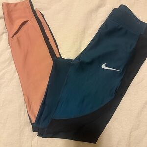 Nike Womens Leggings - Peach and green